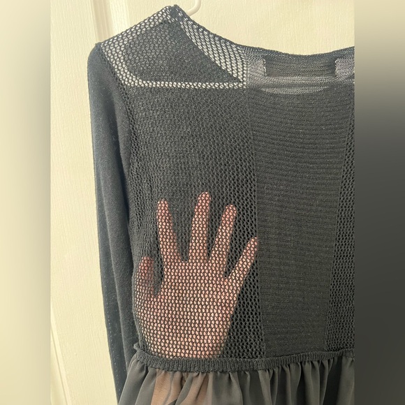 Zara Knit Semi See-Through Black Sheer Blouse (Size S) - Picture 6 of 8